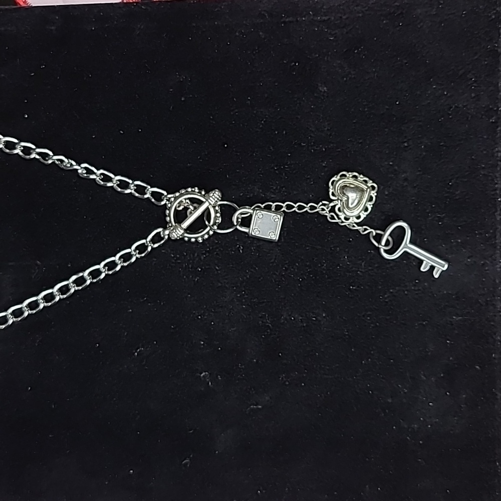 Valentine's Padlock Necklace Silver Tone Heart Key Unique Gift Love Handmade Fun